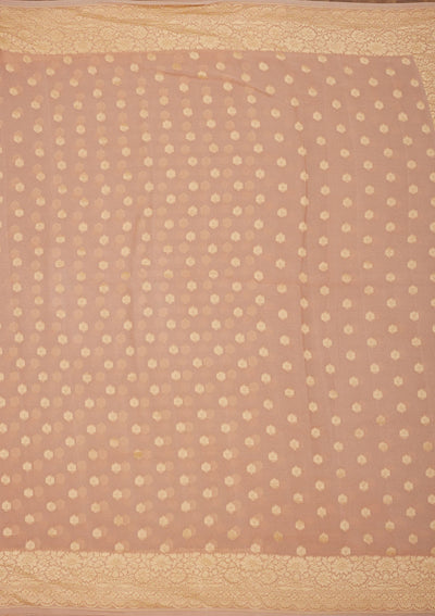 Light Brown Zariwork Pure Silk Saree-Koskii