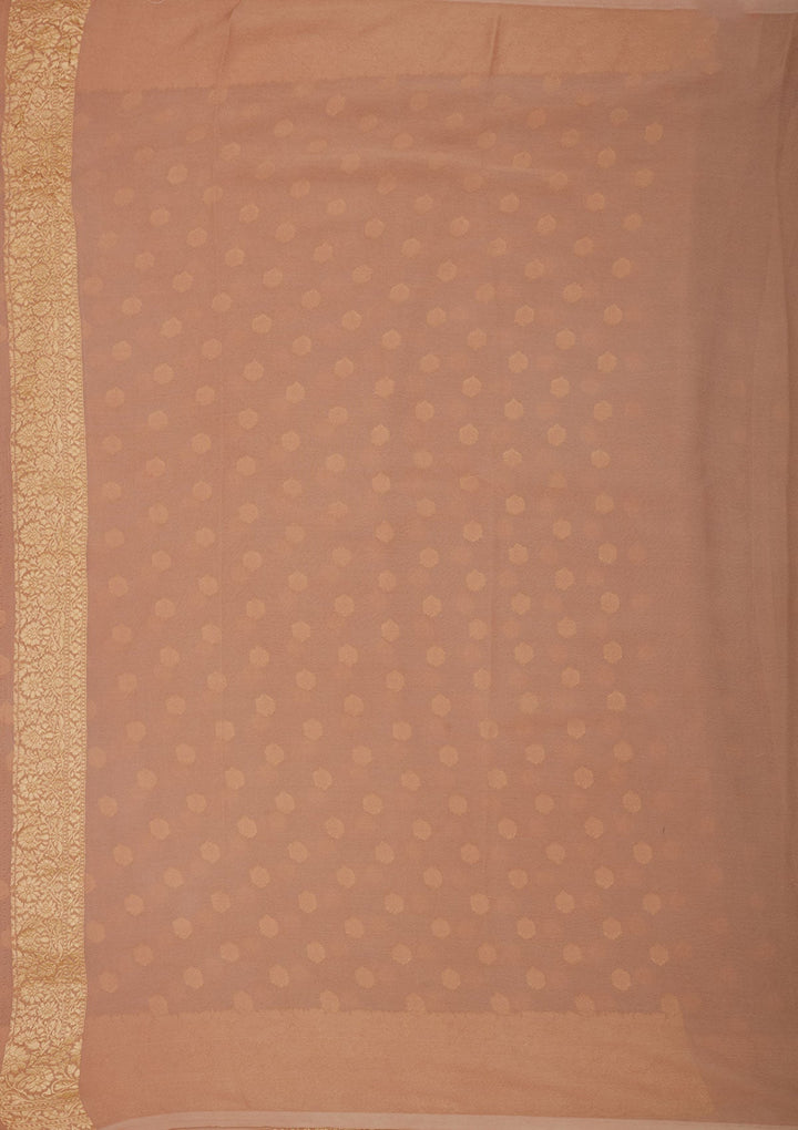 Light Brown Zariwork Pure Silk Saree-Koskii