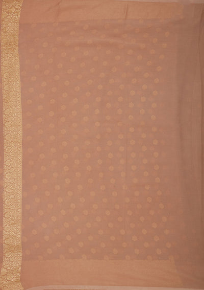 Light Brown Zariwork Pure Silk Saree-Koskii
