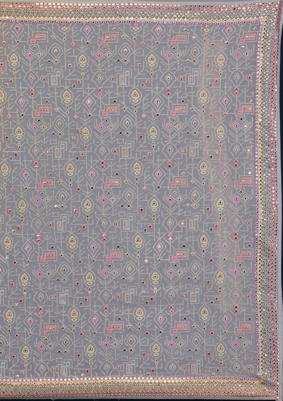 Light Grey Gotapatti Georgette Saree-Koskii