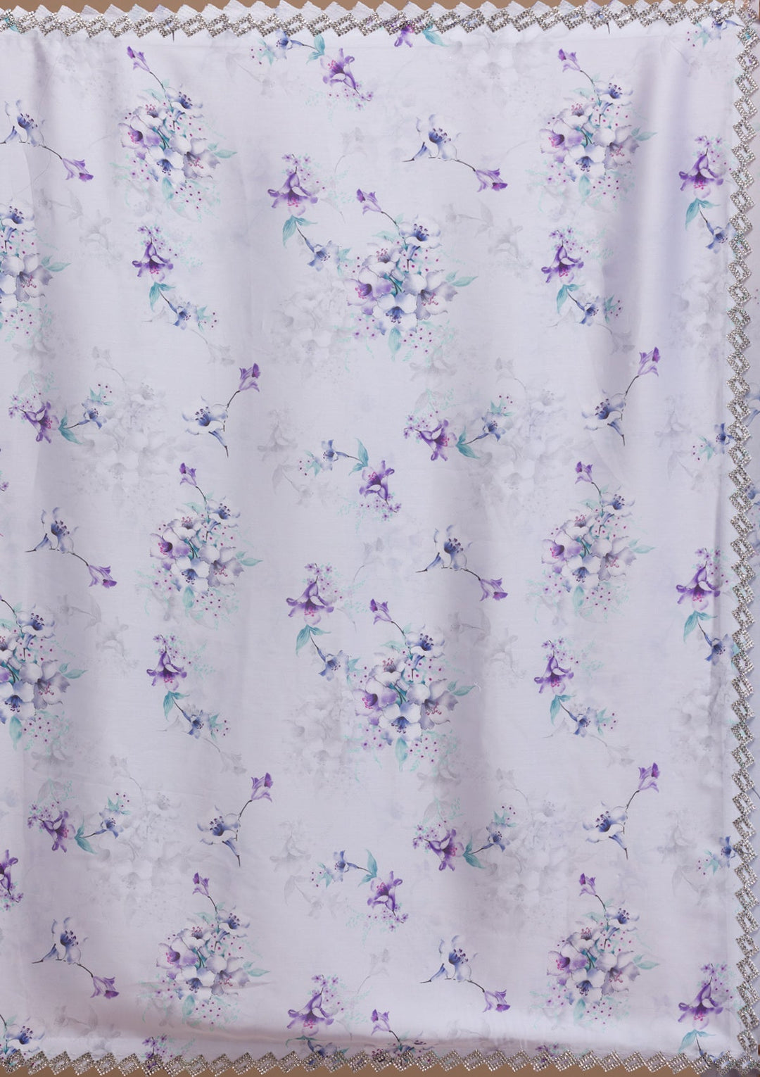 Light Grey Printed Satin Saree-Koskii