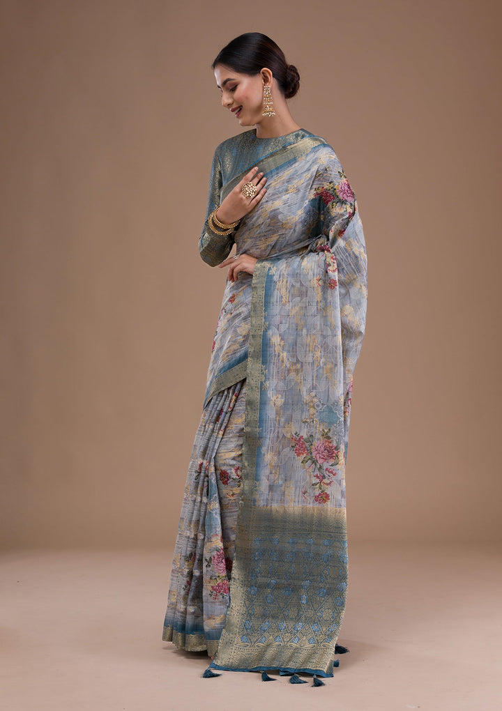 Gold Stonework Tissue Designer Saree-Koskii