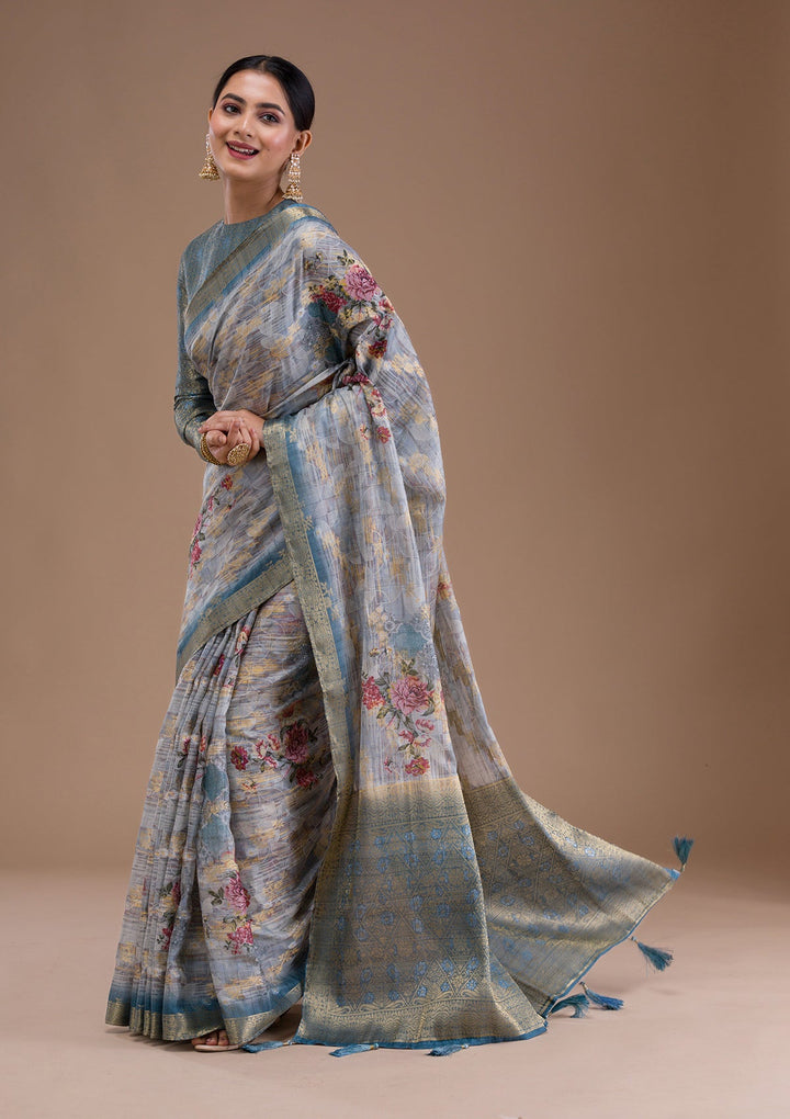 Gold Stonework Tissue Designer Saree-Koskii