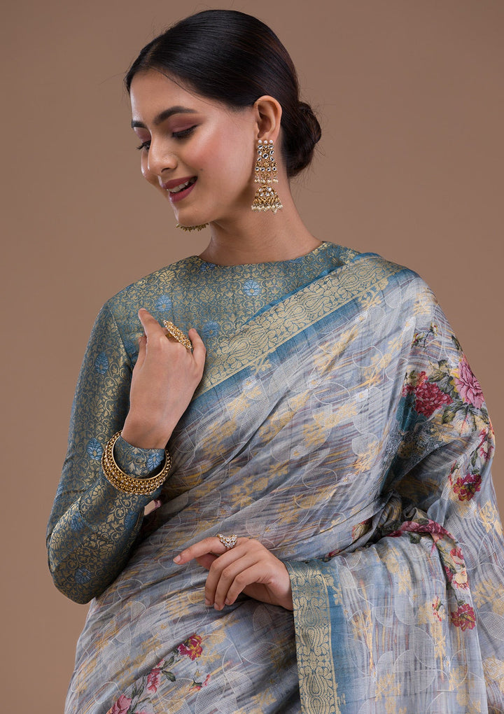 Gold Stonework Tissue Designer Saree-Koskii