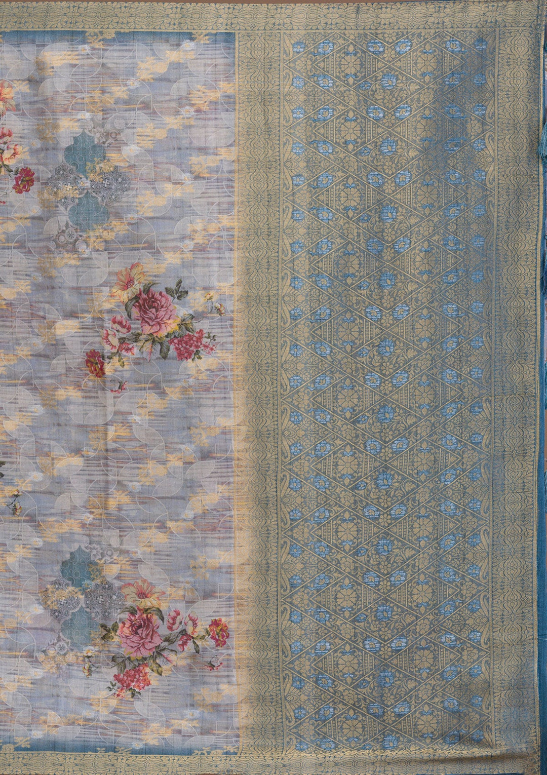 Grey Stonework Tissue Designer Saree-Koskii