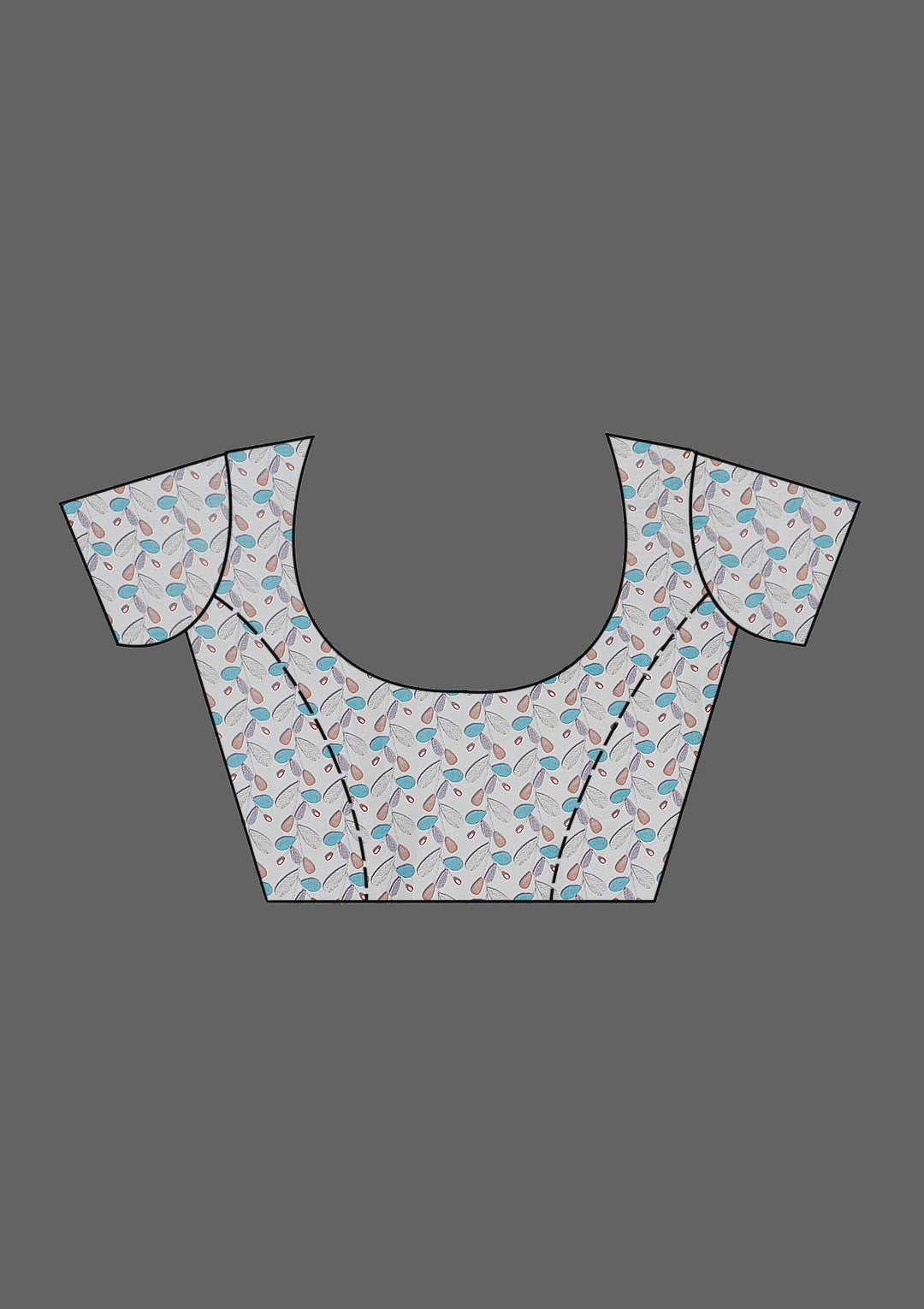 Light Grey Printed Tissue Saree-Koskii