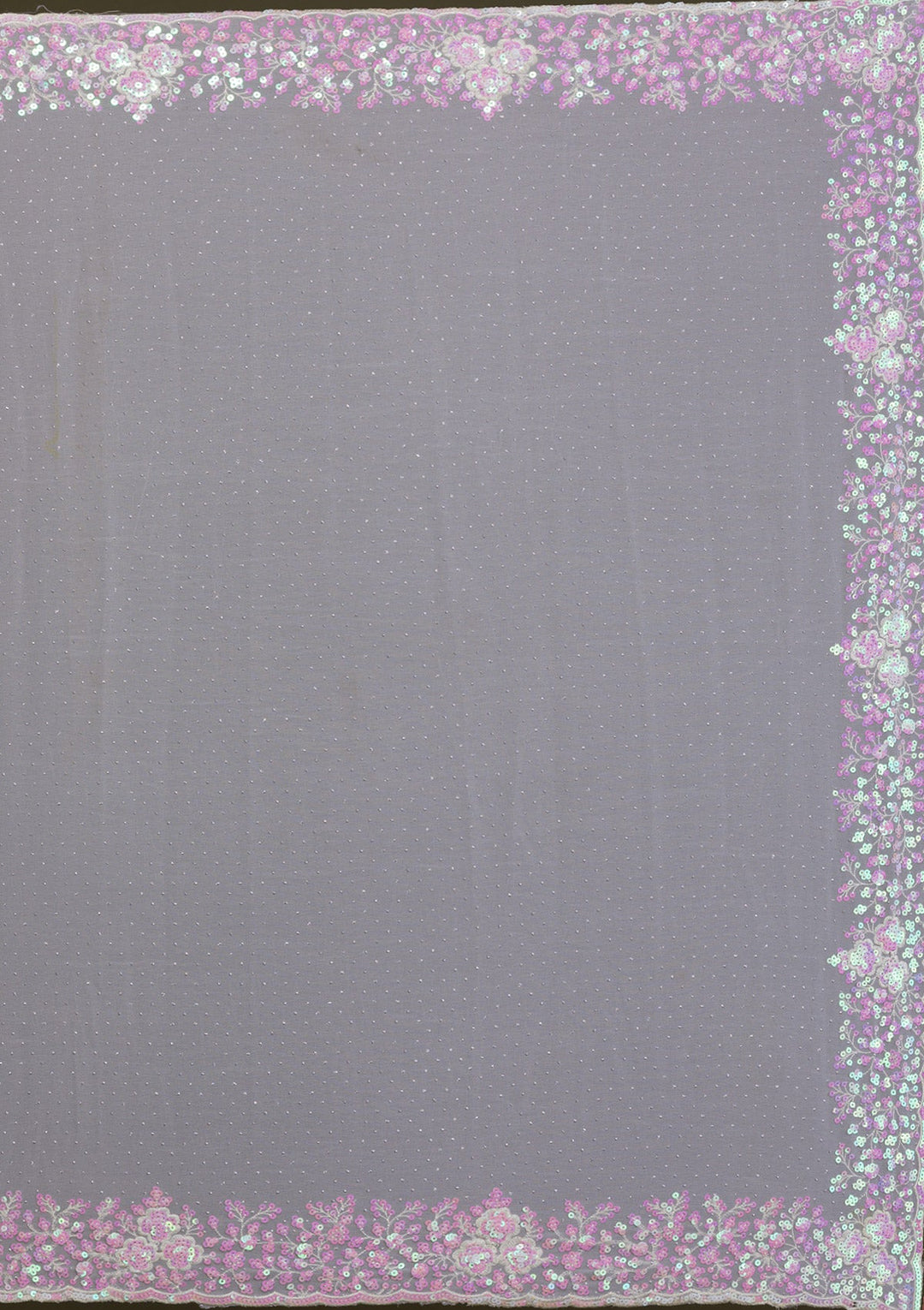 Light Grey Sequins Georgette Saree-Koskii