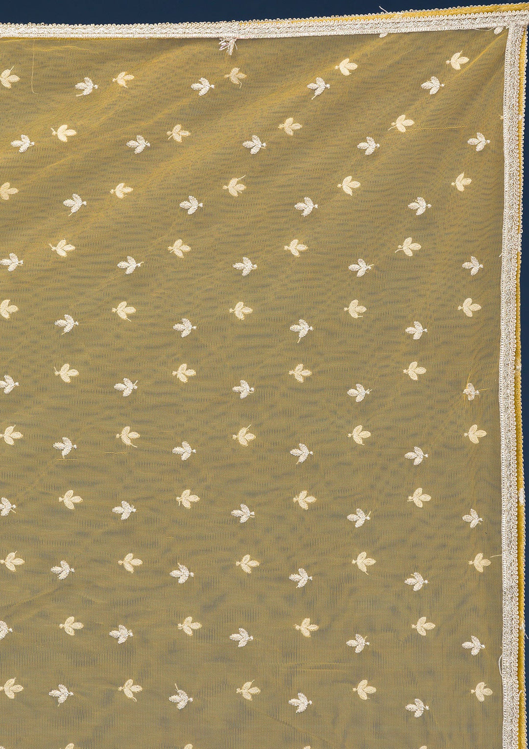 Light Grey Threadwork Chanderi Readymade Salwar Suit-Koskii