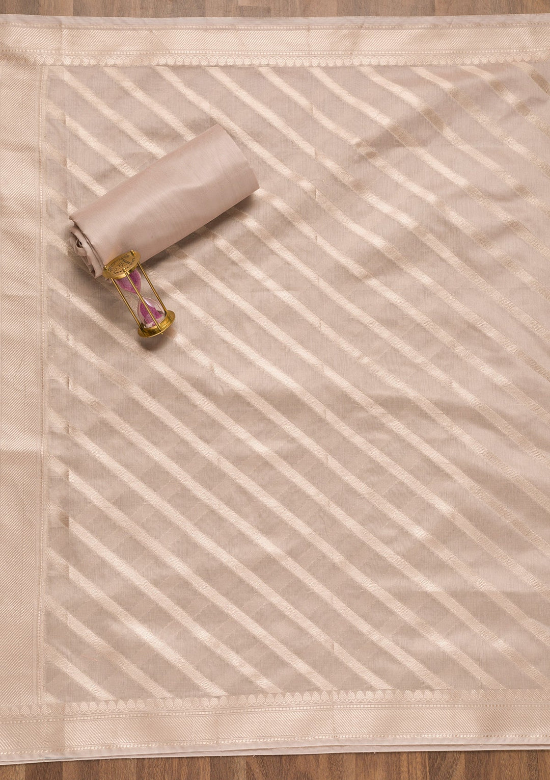 Light Grey Zariwork Banarasi Unstitched Salwar Suit-Koskii