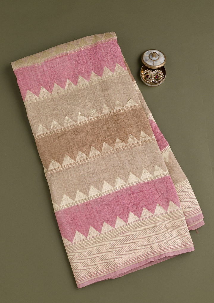 Light Grey Zariwork Banarasi Saree-Koskii