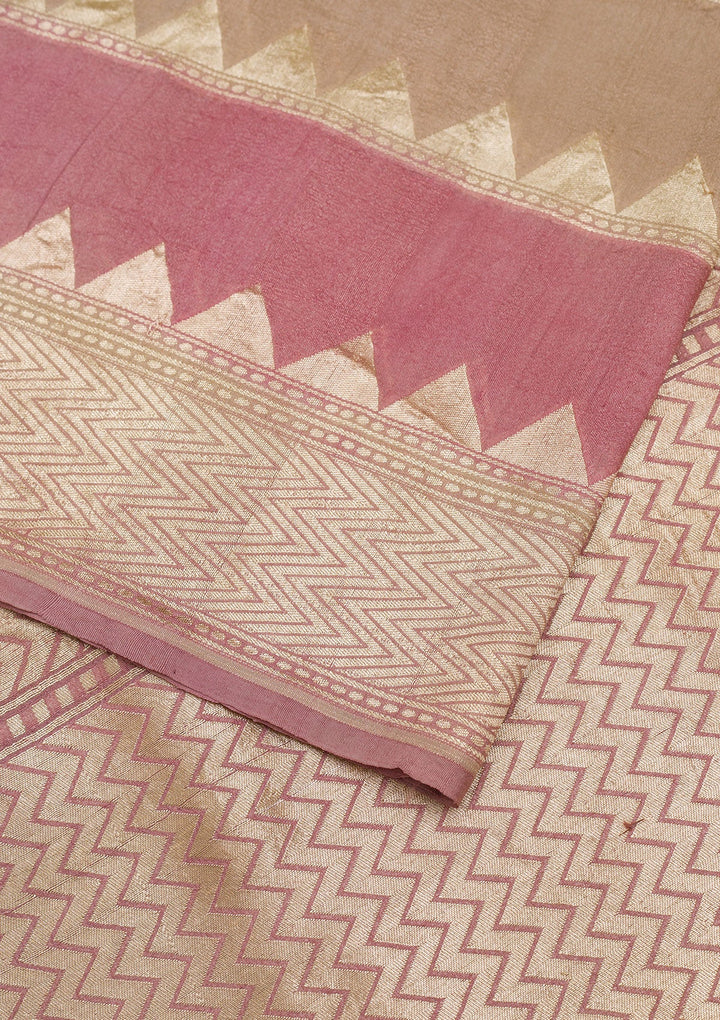 Light Grey Zariwork Banarasi Saree-Koskii