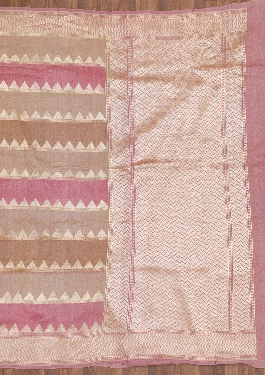 Light Grey Zariwork Banarasi Saree-Koskii