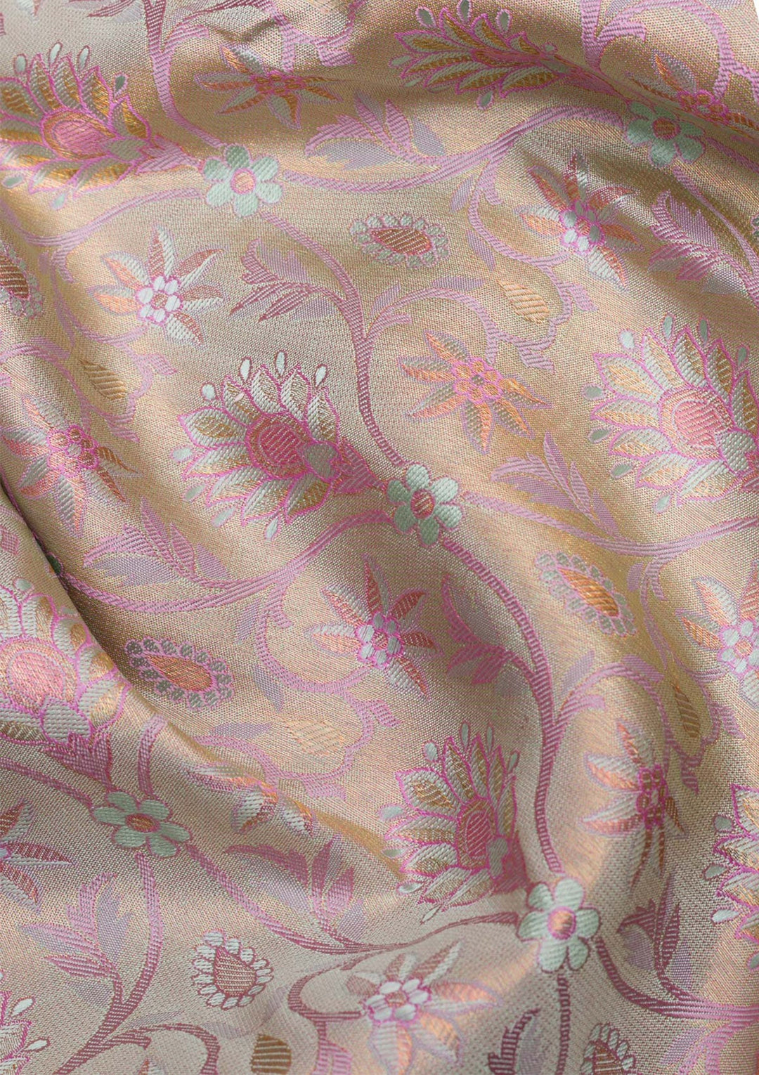 Light Grey Gold Zariwork Pure Silk Saree - Koskii