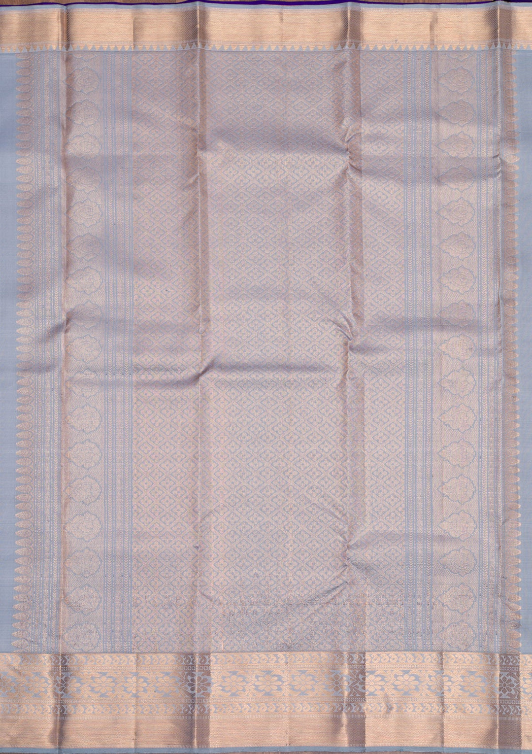 Light Grey Gold Zariwork Pure Silk Saree - Koskii