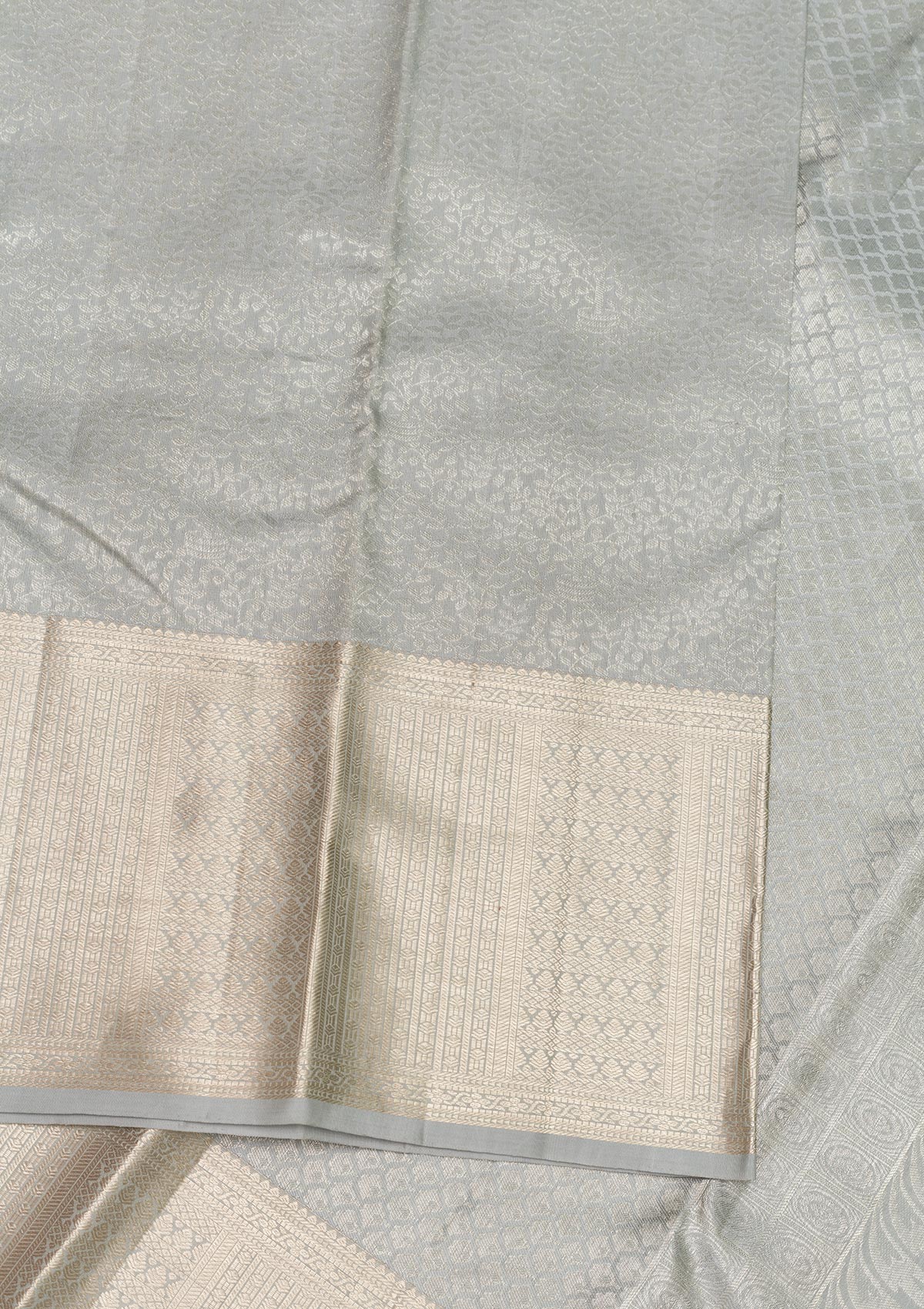 Light Grey Zariwork Pure Silk Saree-Koskii