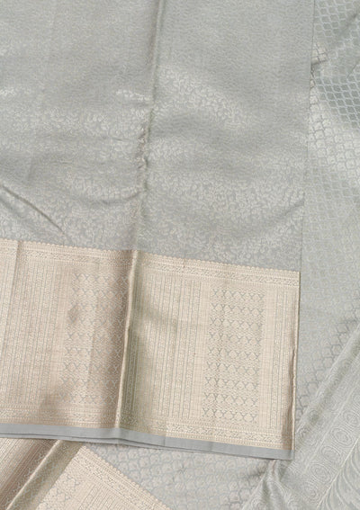 Light Grey Zariwork Pure Silk Saree-Koskii