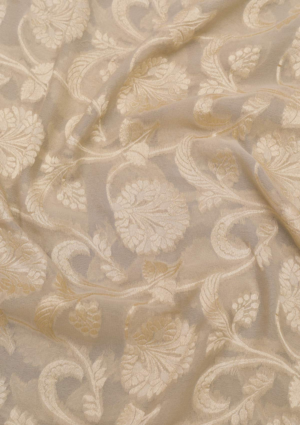 Light Grey Zariwork Pure Silk Saree-Koskii