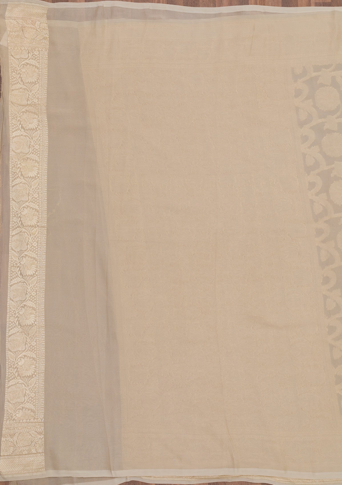 Light Grey Zariwork Pure Silk Saree-Koskii