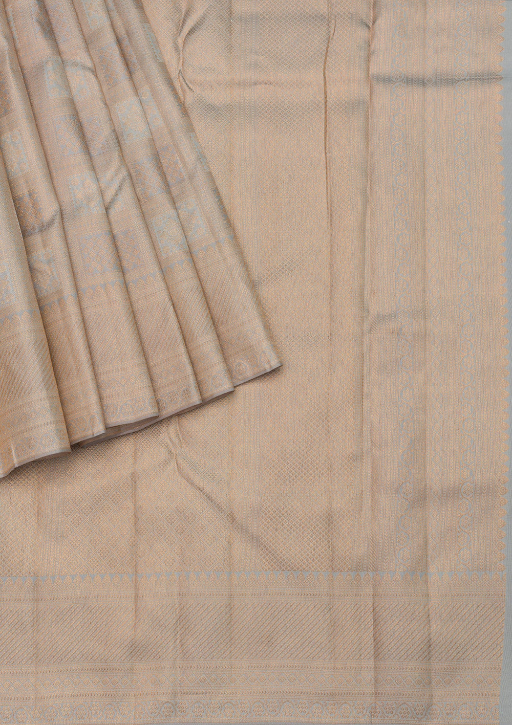 Light Grey Zariwork Pure Silk Saree-Koskii