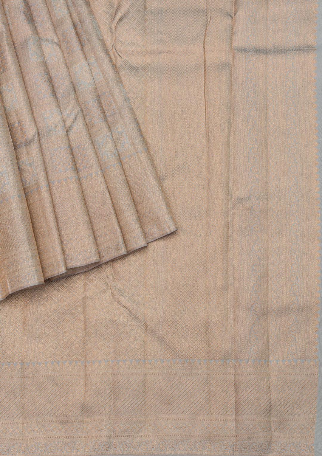 Light Grey Zariwork Pure Silk Saree-Koskii