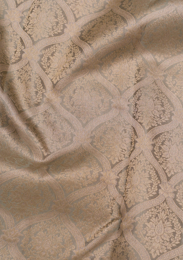 Light Grey Zariwork Pure Silk Saree-Koskii