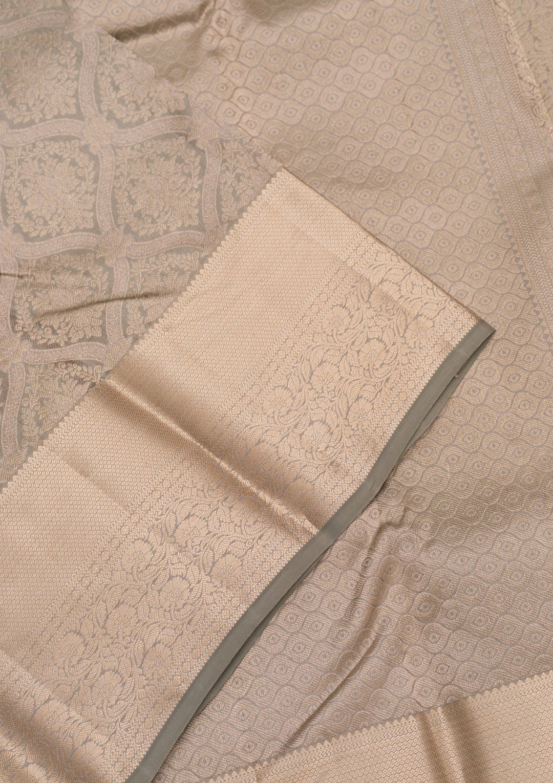 Light Grey Zariwork Pure Silk Saree-Koskii