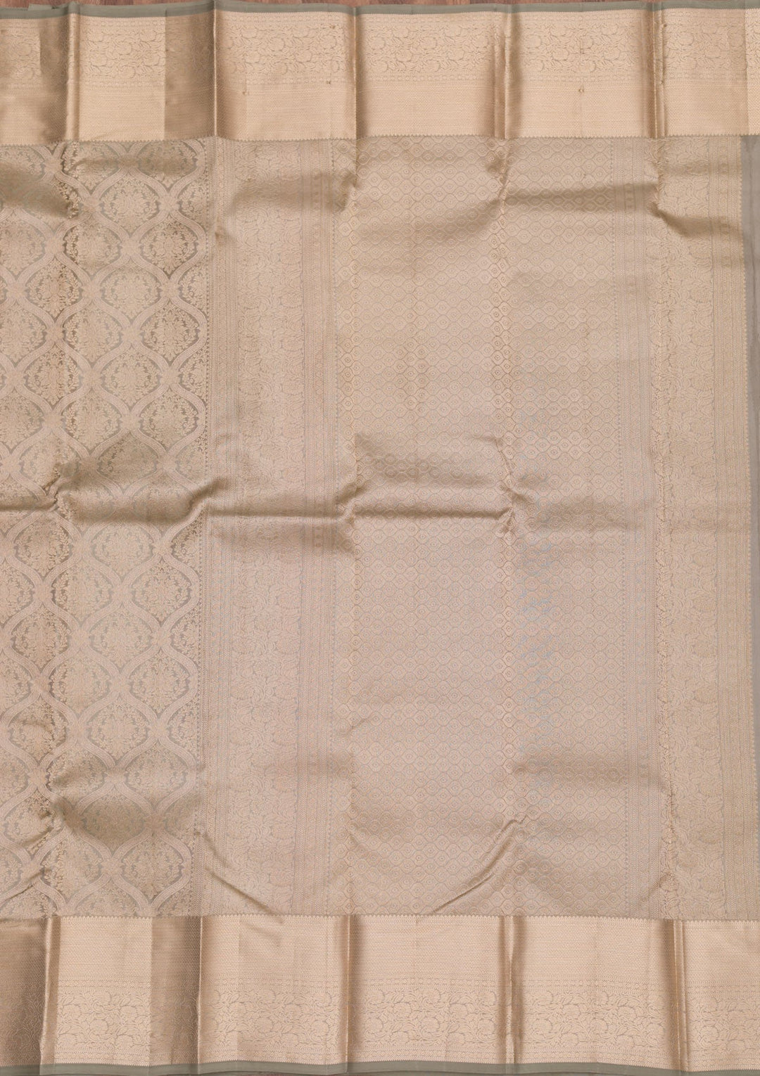 Light Grey Zariwork Pure Silk Saree-Koskii
