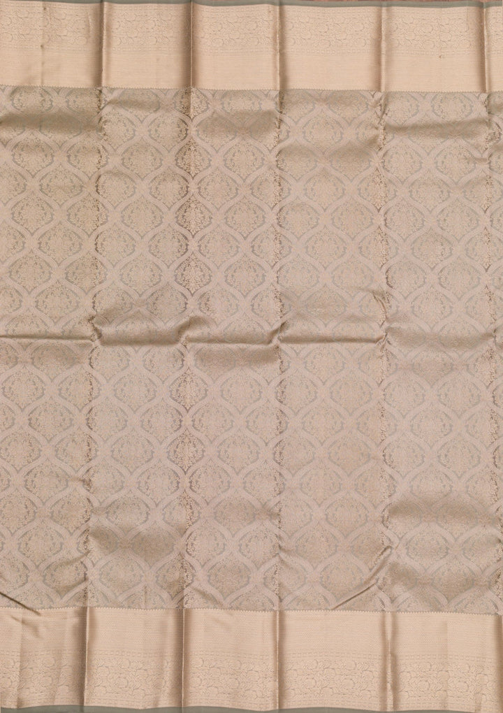 Light Grey Zariwork Pure Silk Saree-Koskii