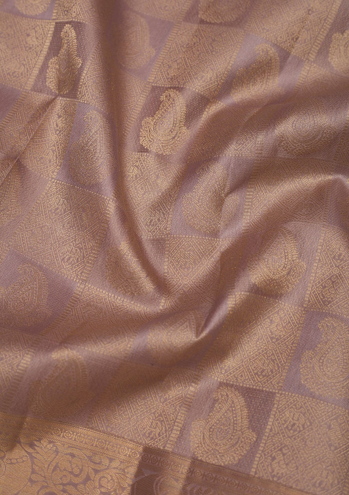 Light Grey Zariwork Pure Silk Saree-Koskii
