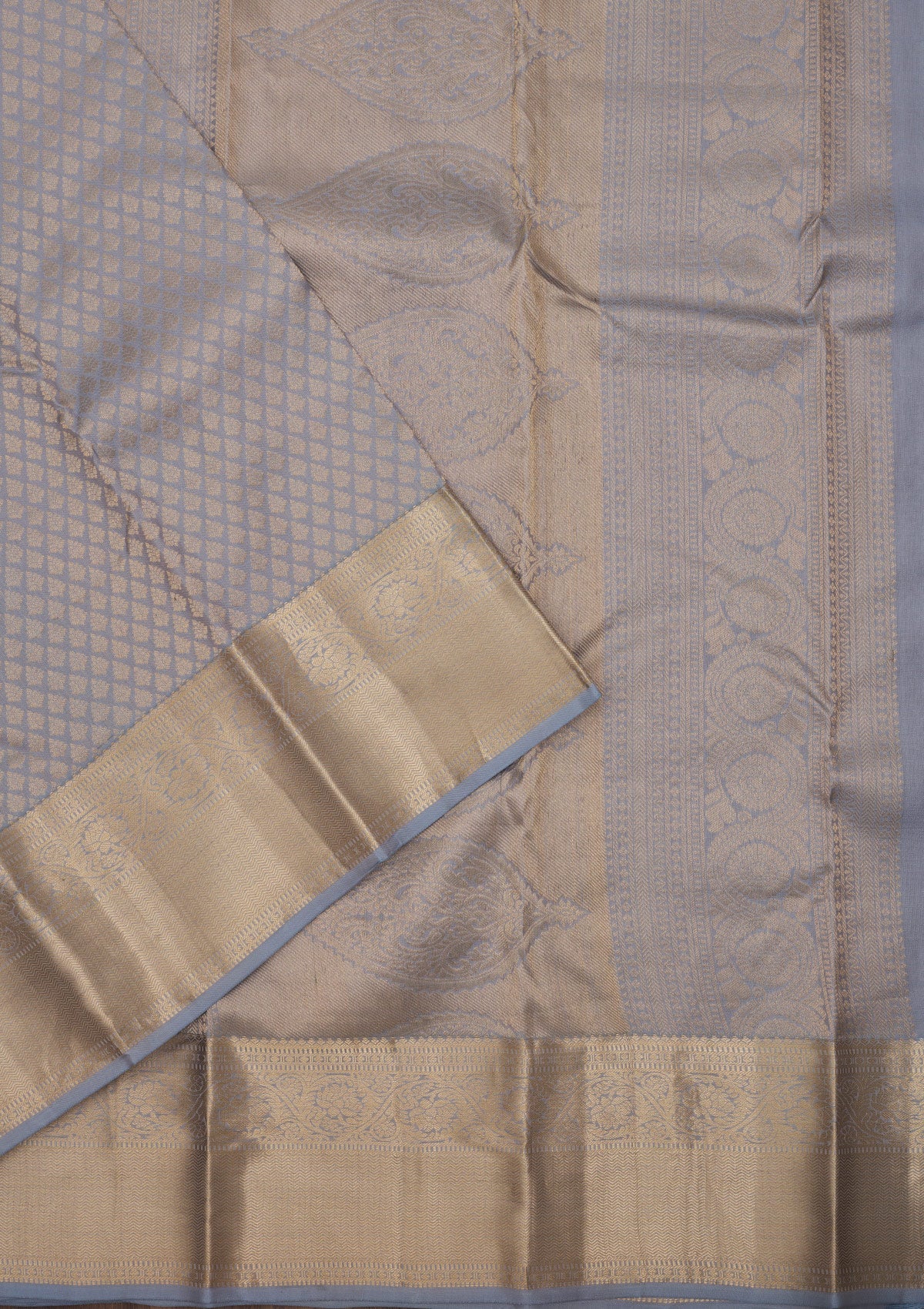 Light Grey Zariwork Pure Silk Saree