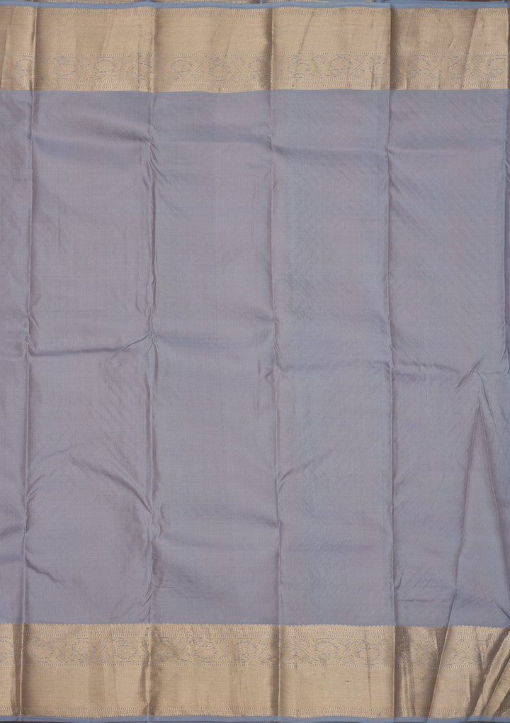 Light Grey Zariwork Pure Silk Saree