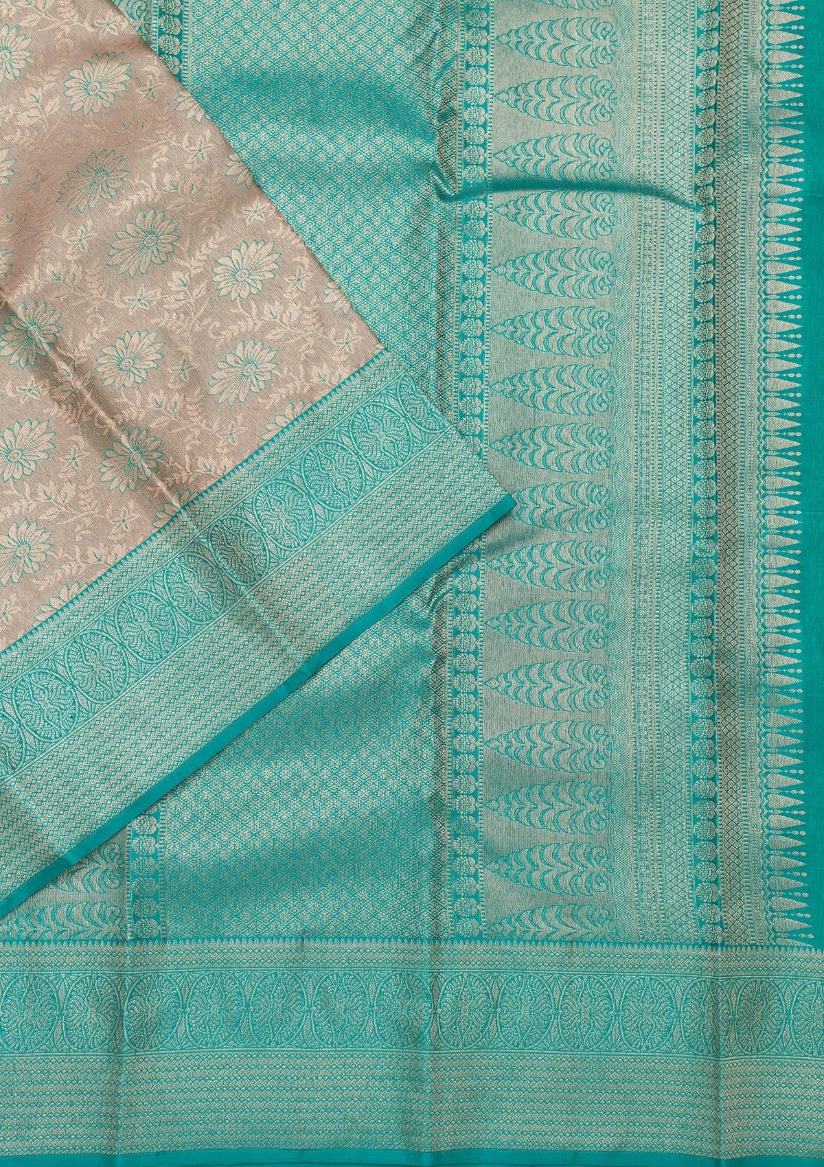 Light Grey Zariwork Pure Silk Saree-Koskii