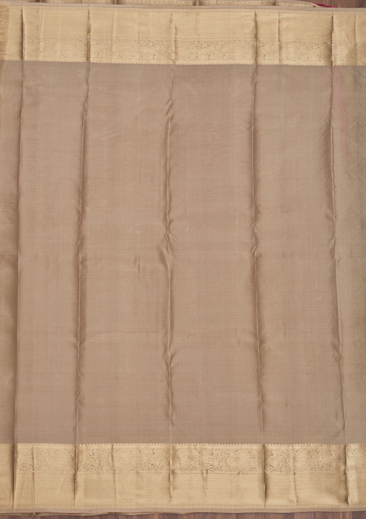 Light Brown Zariwork Pure Silk Saree-Koskii