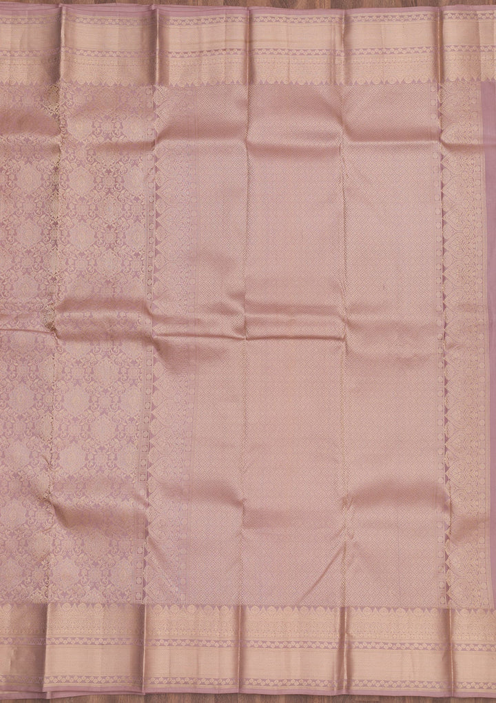 Light Grey Zariwork Pure Silk Saree-Koskii
