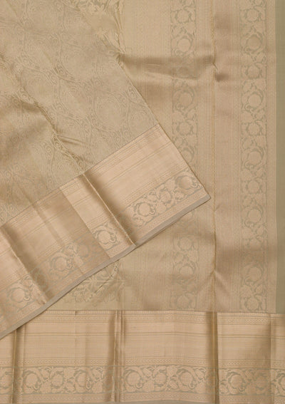 Light Grey Zariwork Pure Silk Saree-Koskii