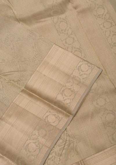 Light Grey Zariwork Pure Silk Saree-Koskii