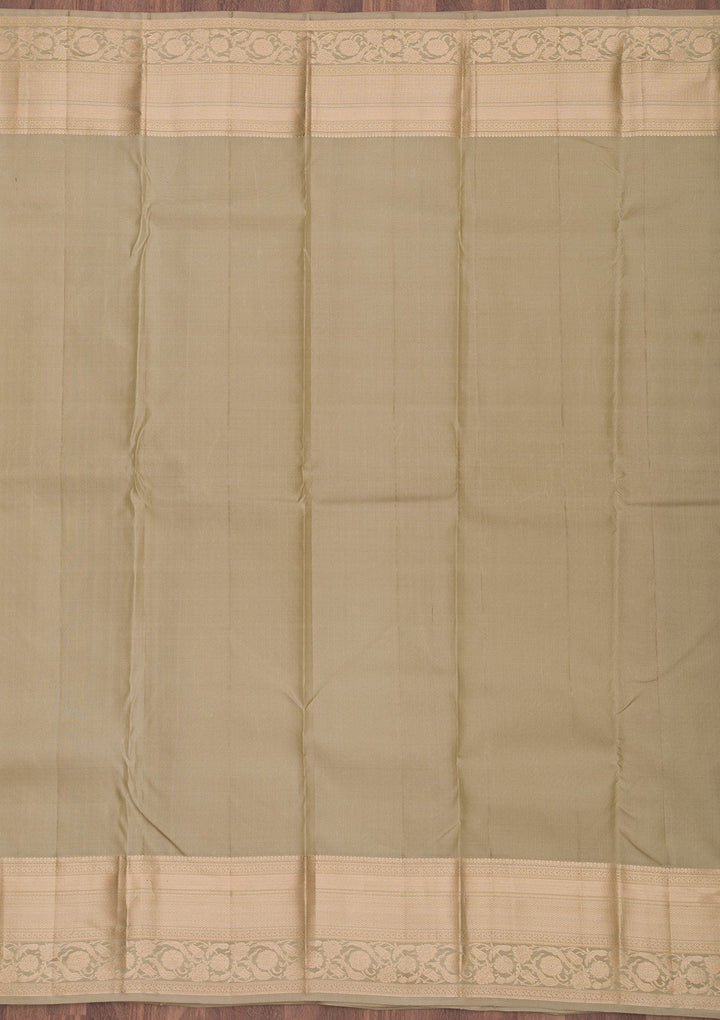 Light Grey Zariwork Pure Silk Saree-Koskii