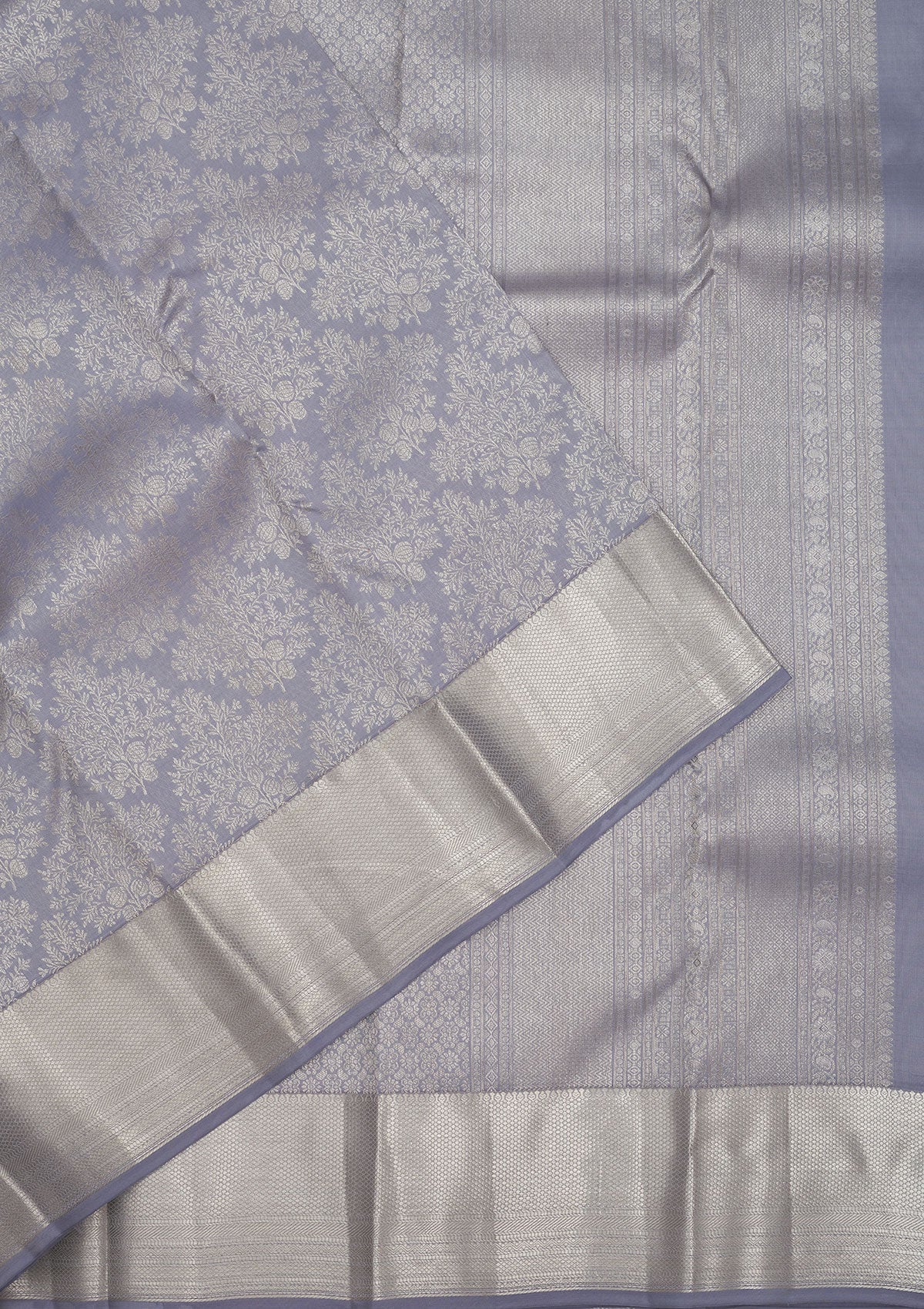 Grey Zariwork Pure Silk Saree-Koskii