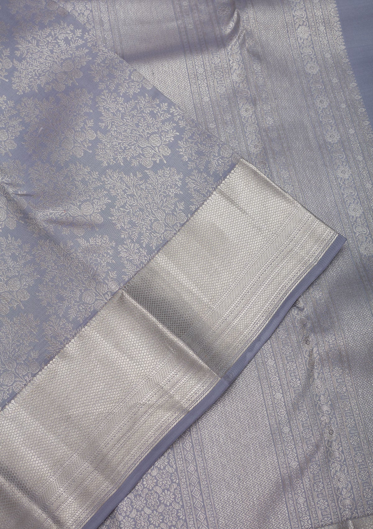 Grey Zariwork Pure Silk Saree-Koskii