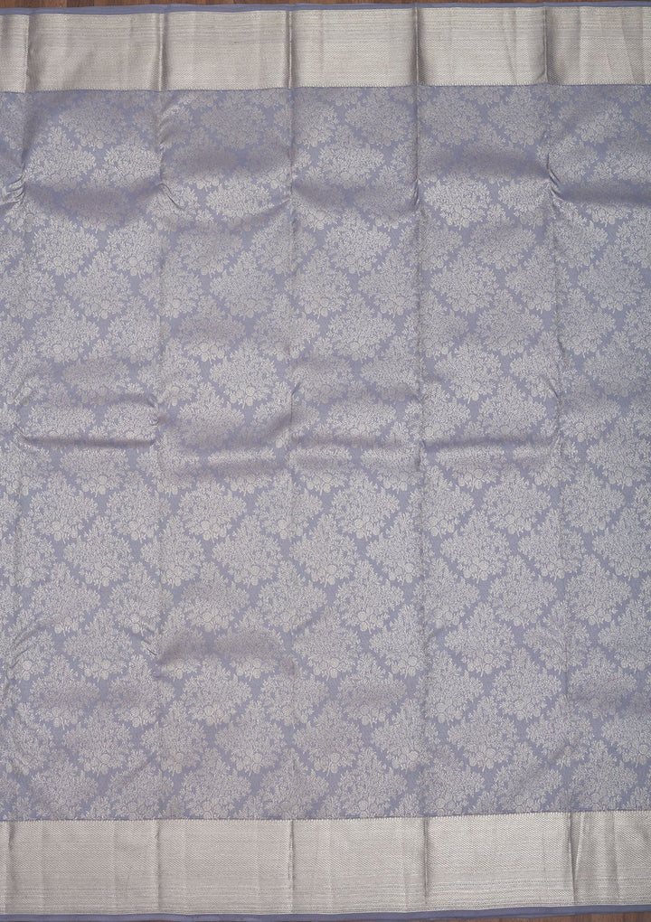 Grey Zariwork Pure Silk Saree-Koskii