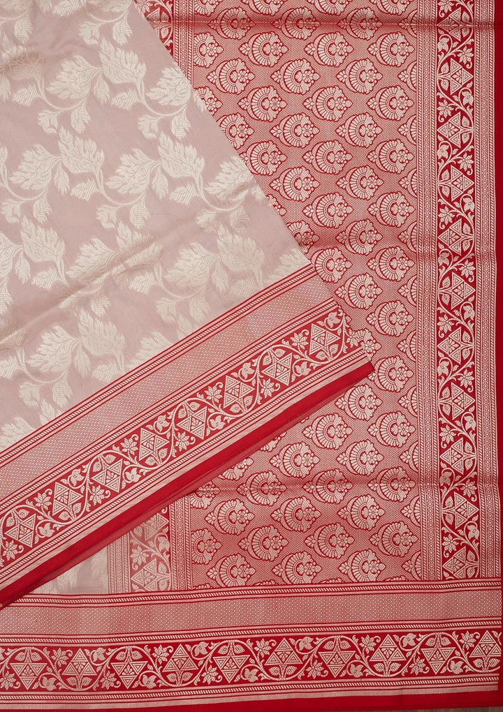 Light Grey Zariwork Pure Silk Saree-Koskii