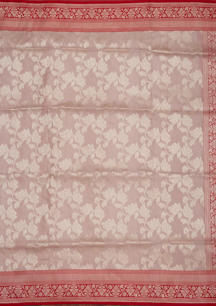 Light Grey Zariwork Pure Silk Saree-Koskii