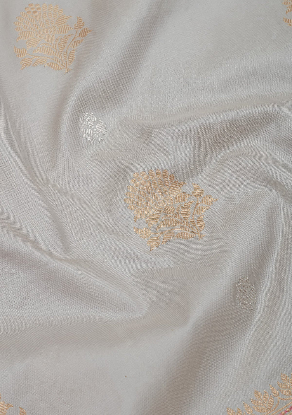 Light Grey Zariwork Pure Silk Saree-Koskii