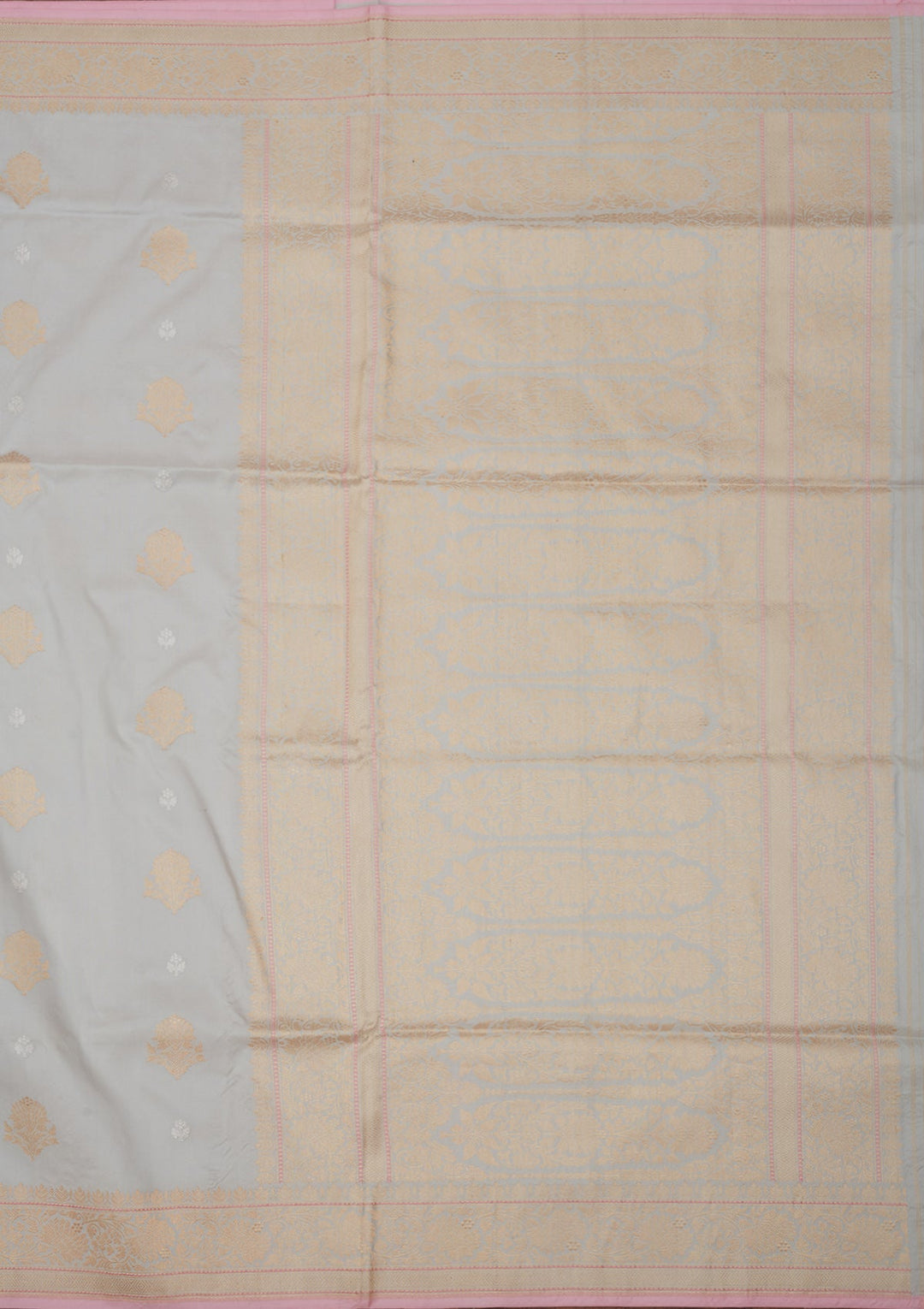 Light Grey Zariwork Pure Silk Saree-Koskii