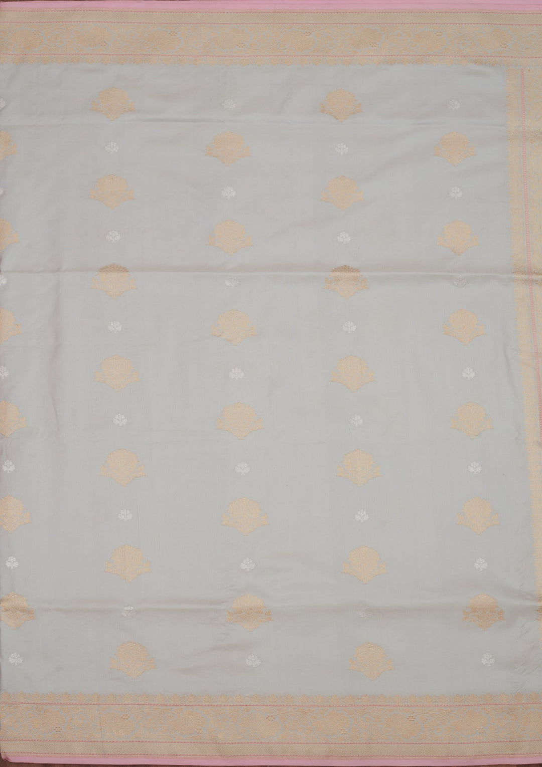 Light Grey Zariwork Pure Silk Saree-Koskii