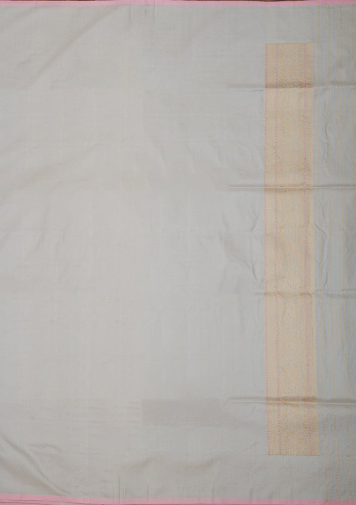 Light Grey Zariwork Pure Silk Saree-Koskii