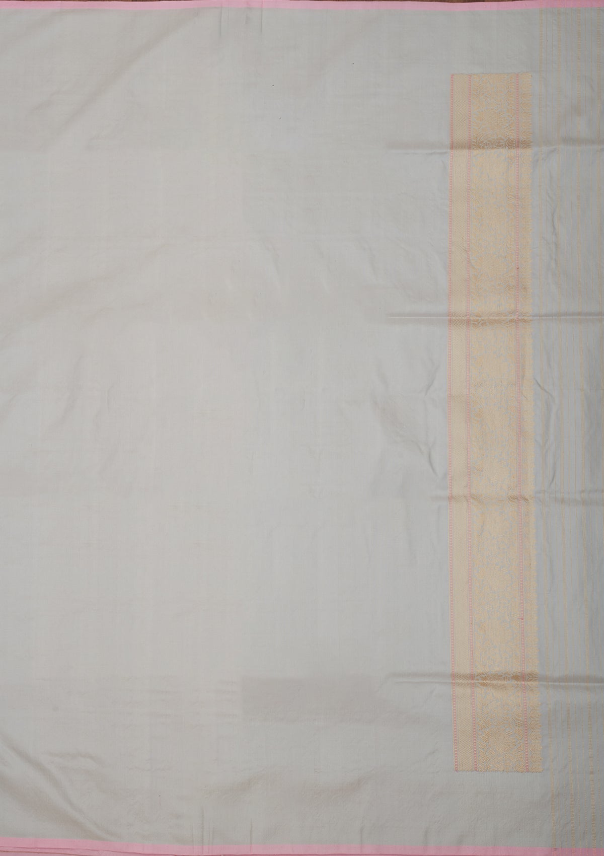 Light Grey Zariwork Pure Silk Saree-Koskii