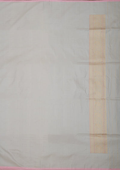 Light Grey Zariwork Pure Silk Saree-Koskii