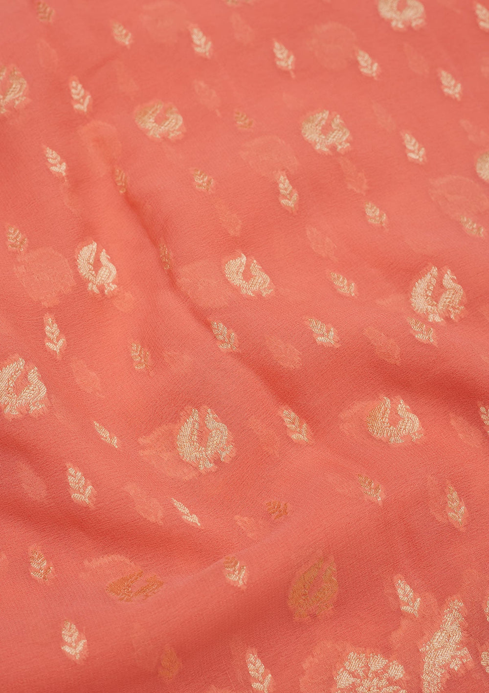 Light Orange Zariwork Pure Silk Saree-Koskii
