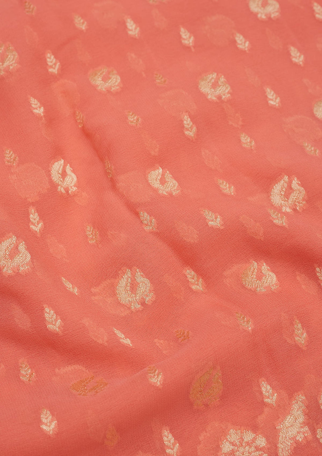 Light Orange Zariwork Pure Silk Saree-Koskii